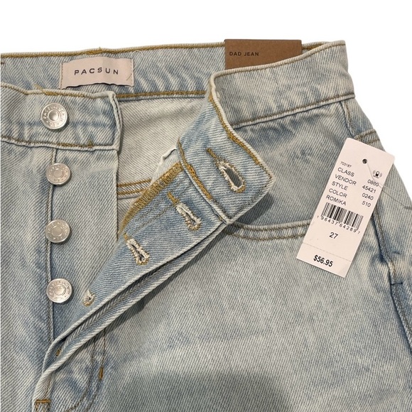 PACSUN DAD JEANS. NWT. LIGHT WASH. HIGH WAISTED. Size 27 - Picture 7 of 9
